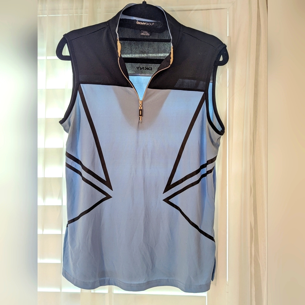 Baby Blue and Black Golf or Tennis Shirt, Size M